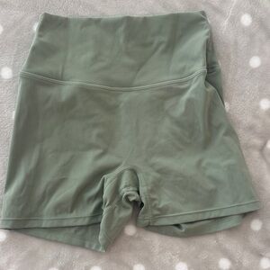 High-Waist Sage Green Women’s Active Shorts